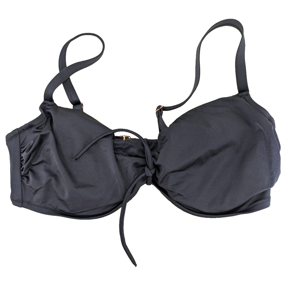 Womens Underwire Cinch Front Bikini Top Gray 38D Swimwear